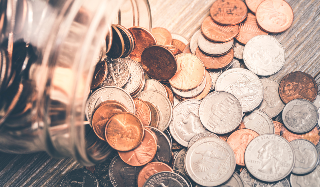 coins on table