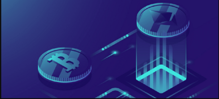 bitcoin and ethereum on blue background